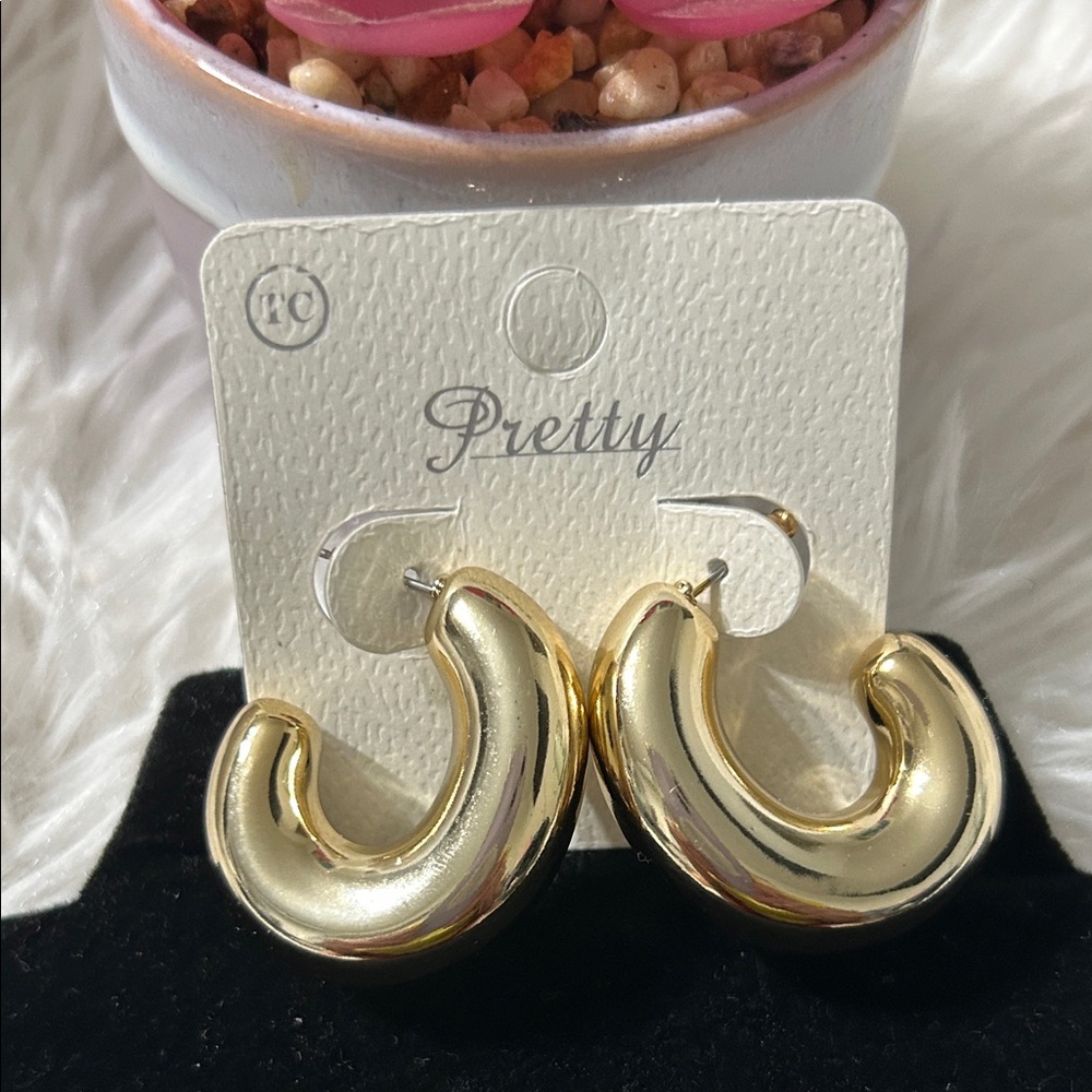 ePretty Shiny Gold Chunky Earrings